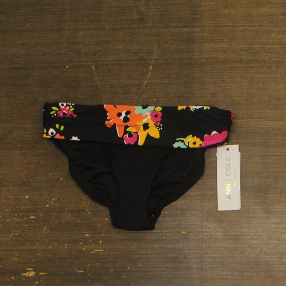NWT Anne Cole Womens Standard Bikini Swim Bottom 20MB30227 Multi Black S - Picture 3 of 6